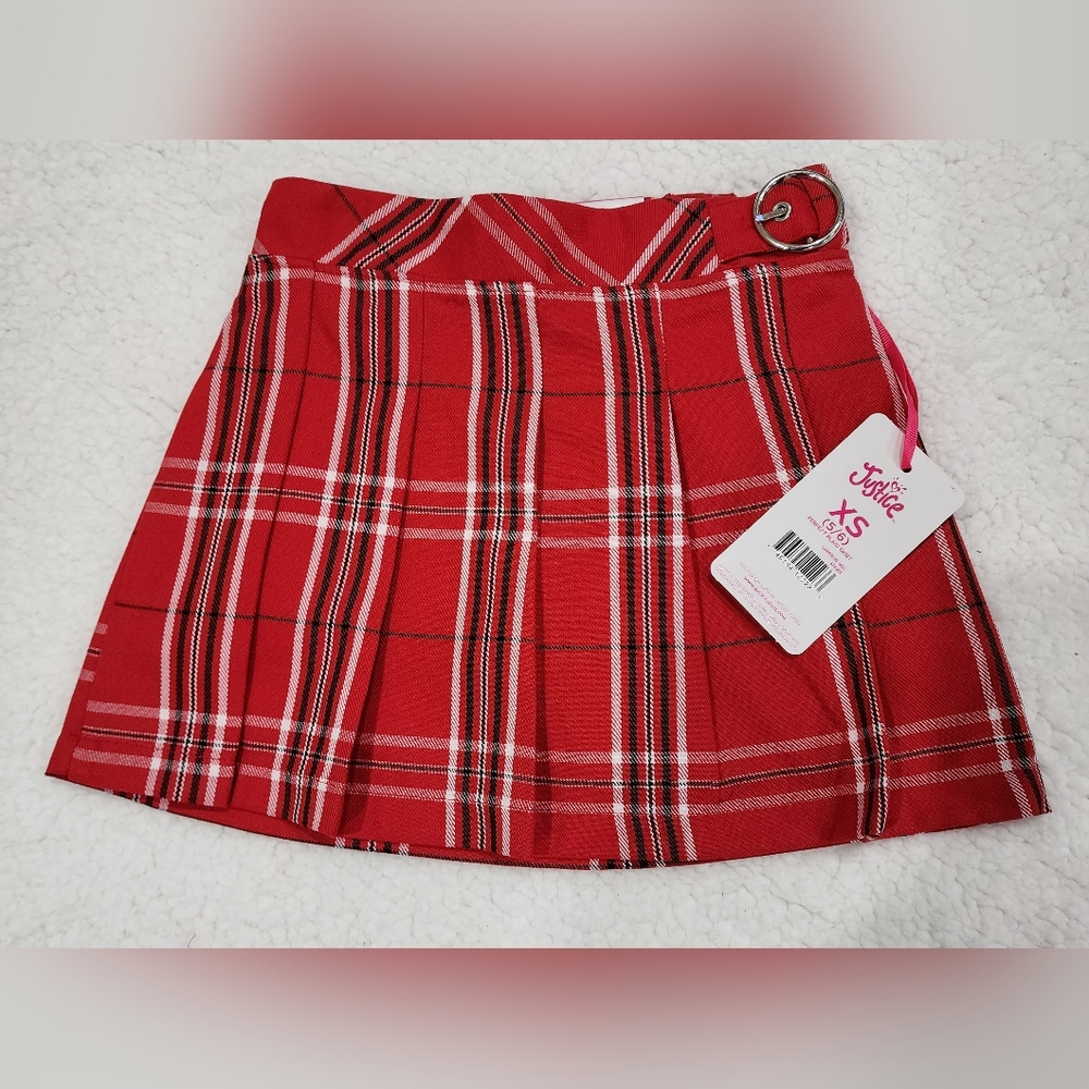 SOLD!  NWT Justice Girls Red Plaid Skirt